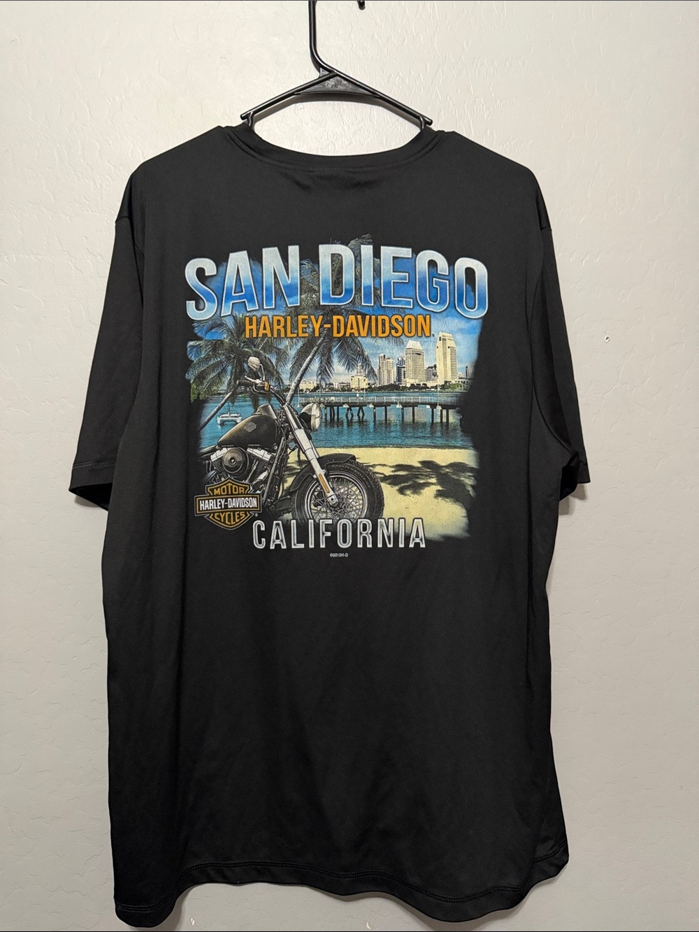Harley-Davidson Black Tee with Orange Motorcycles Graphic